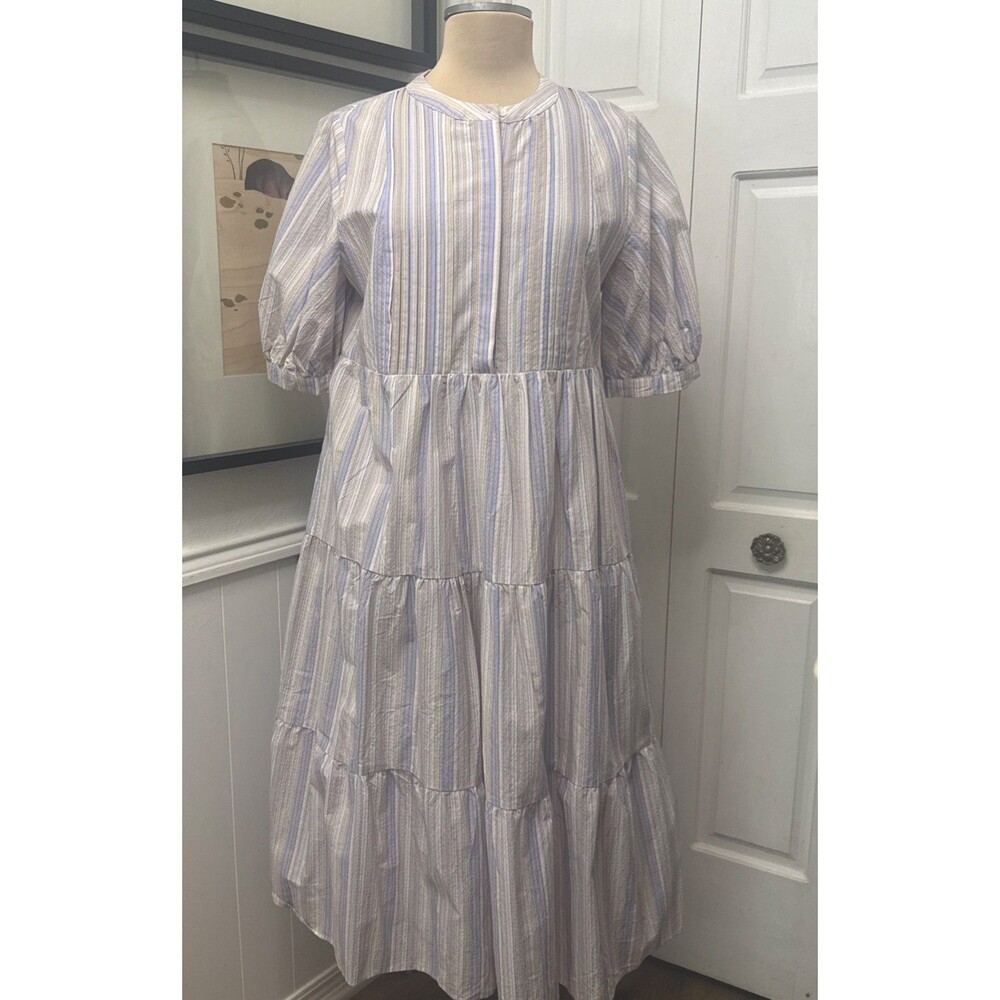 ENGLISH FACTORY NWT Women Long Dress Preppy Stripe Old Money Summer Wedding Med